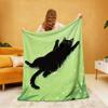 1pc Grass Black Cat Print 230 Flannel Blanket In Multiple Sizes, Soft And Comfortable Nap Cover Blanket, Machine Washable