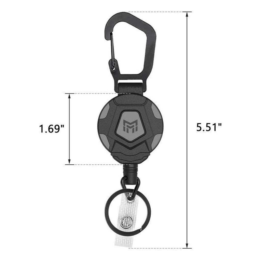 Outdoor Retractable Keychain with High Elasticity Carabiner Clip Durable Retractable Reel for Hiking Climbing and Everyday Use