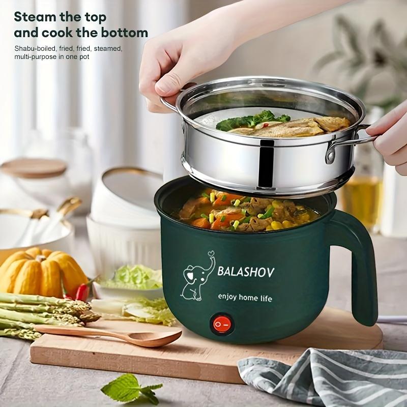 Mini plat à réchaud électrique portable pour 1 à 3 personnes, poêle à frire électrique antiadhésive multifonctionnelle, pot de nouilles Lamian utilisé pour la friture/le ragoût/la cuisson à la vapeur.