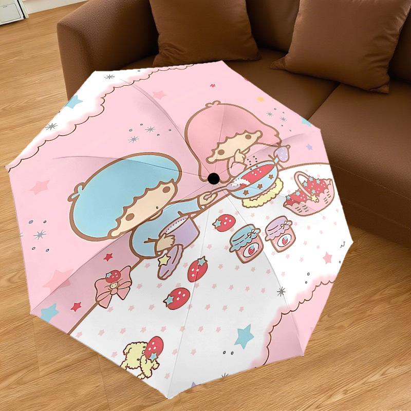 1PC strawberry jam little twin stars Umbrella-8-Rib Reinforced, Automatic Open, Lightweight & Durable, Cute Fashion Accessory for Outdoor-P75