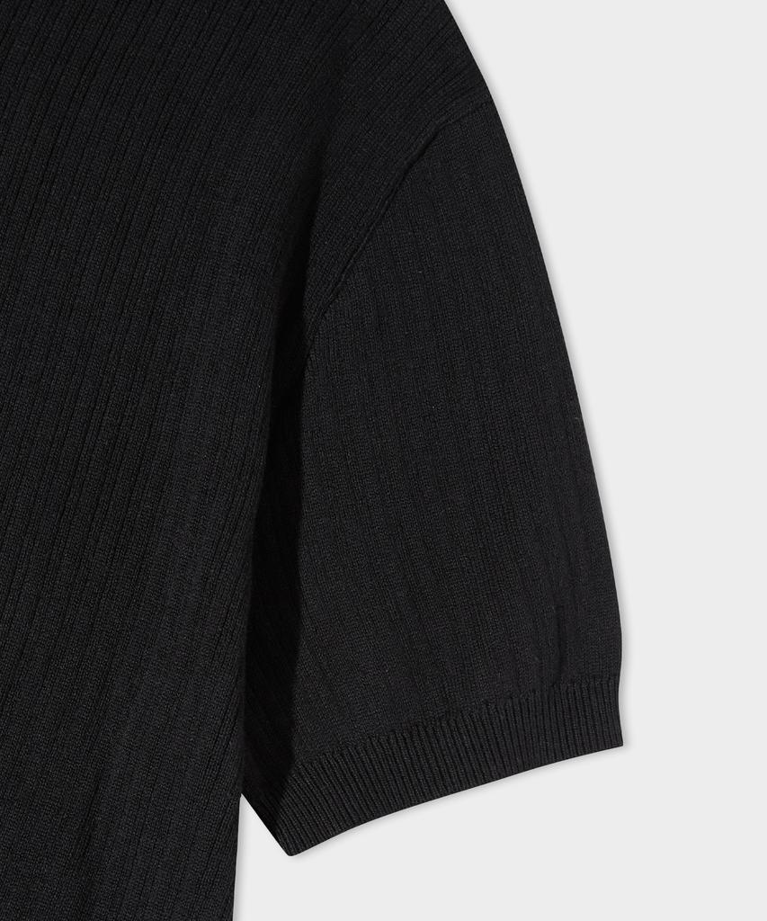 LEMAIN SECOND Classic Henley Neck Washable Short Sleeve Knit [Black]