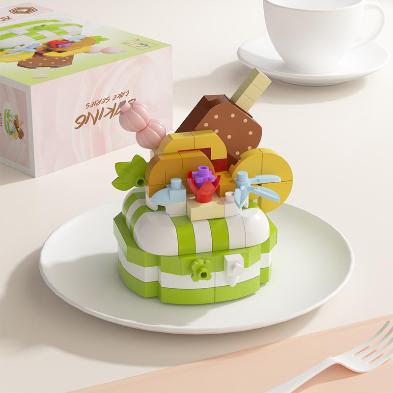 Delicious Dessert Cake Constructor Block,Strawberry Fruit Chocolate Sweet Cake Home Decor Toys,Assembly Gifts For Children Girls