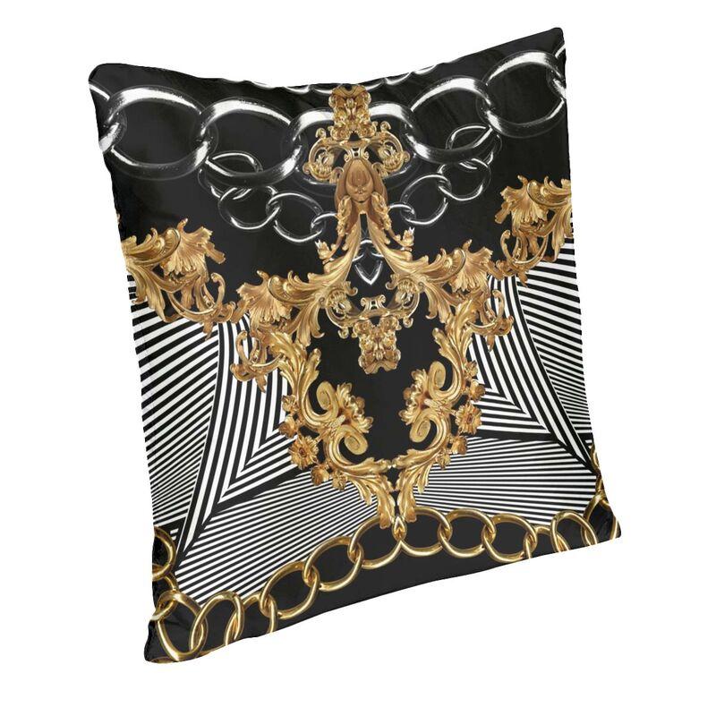 Golden Baroque Elegance Style Square Pillowcover Home Decorative Cushion Cover Throw Pillow for Car Doublesided Printing