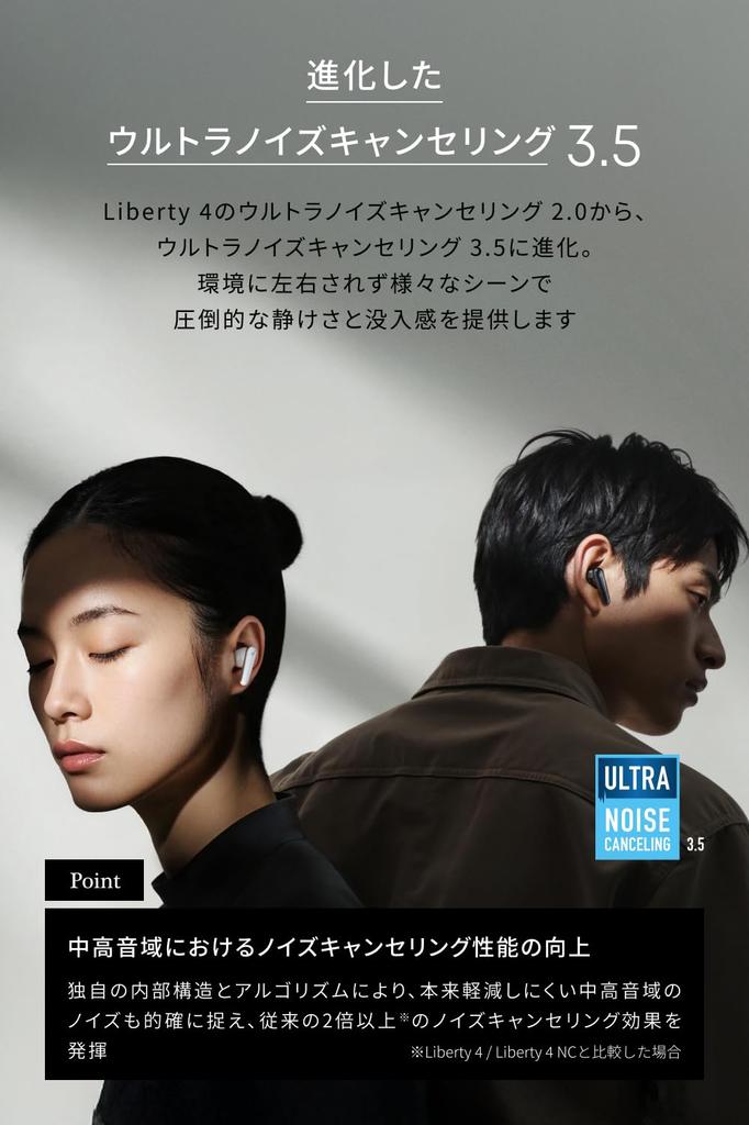 Anker Soundcore Liberty 5 (Bluetooth 5.4) [Helt trådløse ørepropper  Ultra støydemping 3.5  3D-lyd  Støtter Dolby Audio  Trådløs lading]