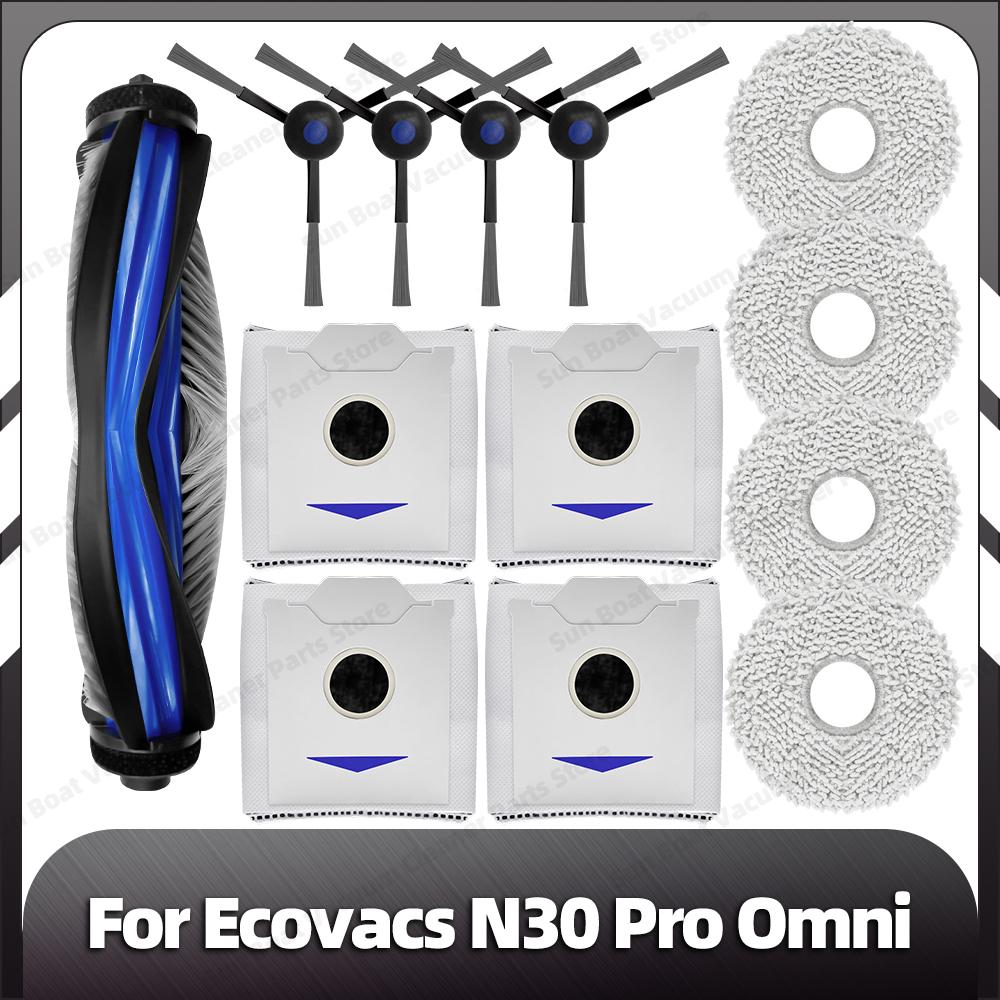 Compatible for Ecovacs N30 Pro Omni Replacement Main Side Brush Mop Pad Dust Bags Spare Parts Accessories