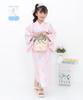 Bee Yukata Set for Easy to Separate Perfect for Festivals and Fireworks Dusky Pink with Chrysanthemum Design 3-Piece Girls, Summer, Wear, Style,