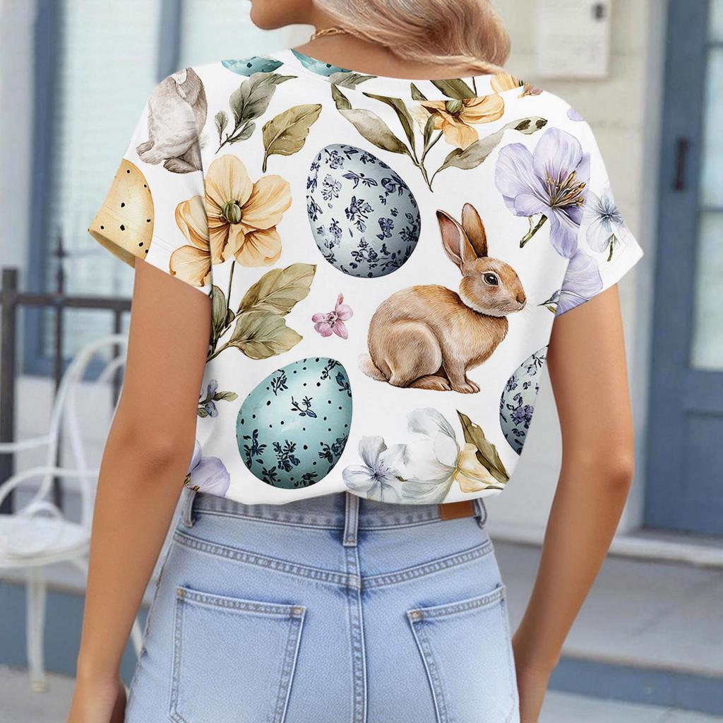 Womens Spring Tops Short Sleeve Printed Tee Summer Shirts for Women Casual Womens Summer Tops Dressy Casual for Daily Wear