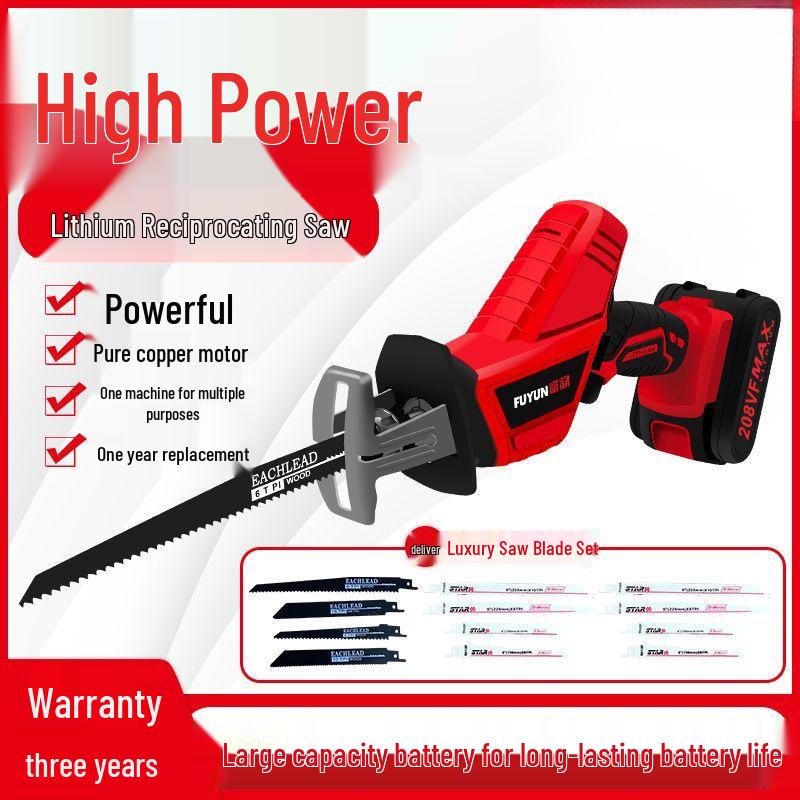 Richyun Professional Rechargeable Reciprocating Saw - Handheld Electric Chainsaw for Outdoor Logging and Cutting