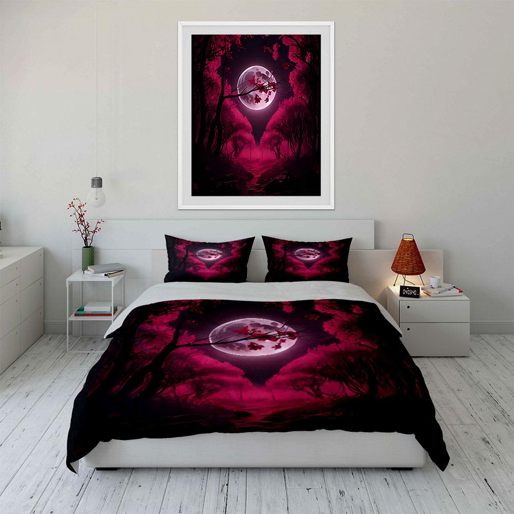 Moonlit Forest Art Decor Set Soft Comfortable Duvet Cover Bedding Set Included 1*Duvet Cover & 2*Pillowcases, Gift