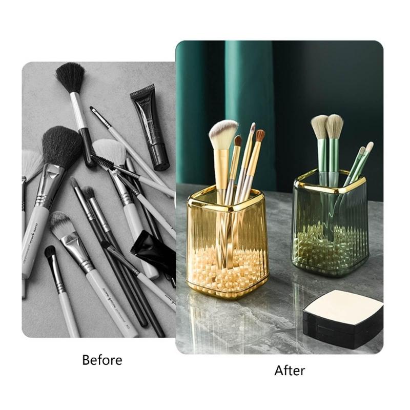 Makeup Brush Holder Organizer Make Up Brush Cup Pencil Holder Mini Striped Vase
