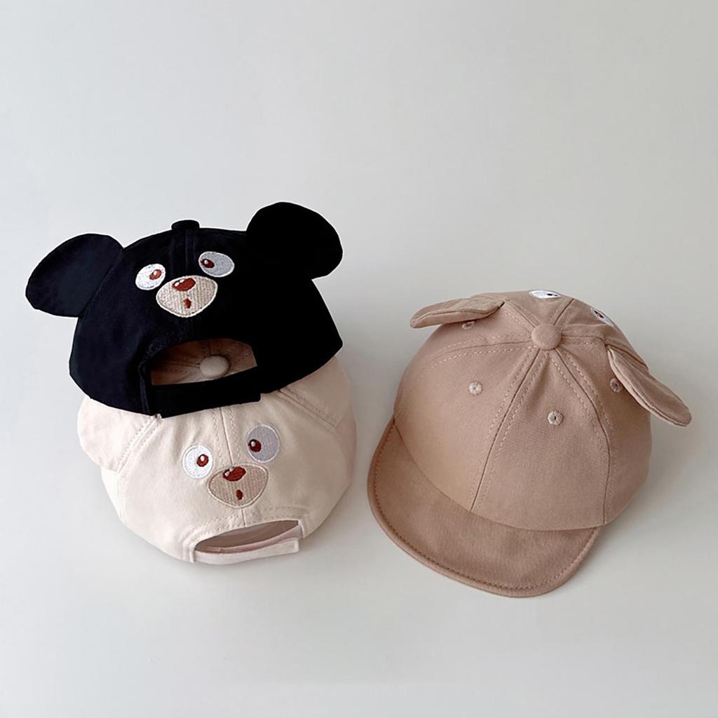 Cartoon Bear Ear Baby Baseball Cap Cute Solid Color Infant Peaked Hat Summer Cotton Kids Boy Girl Sun Visor Hats