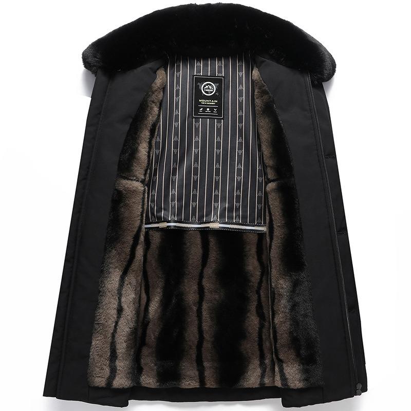 Men's Fleece Thickened Removable Sweater-neck Cotton-padded Coat Winter New Men's Clothing Medium and Old Business Casual Jacket