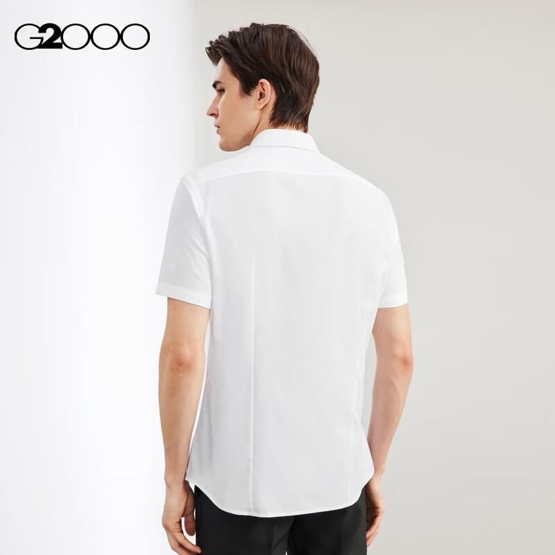 G2000 Mall-Matching Cotton Blend Oxford Cotton Short-Sleeve Shirt, White, S/03