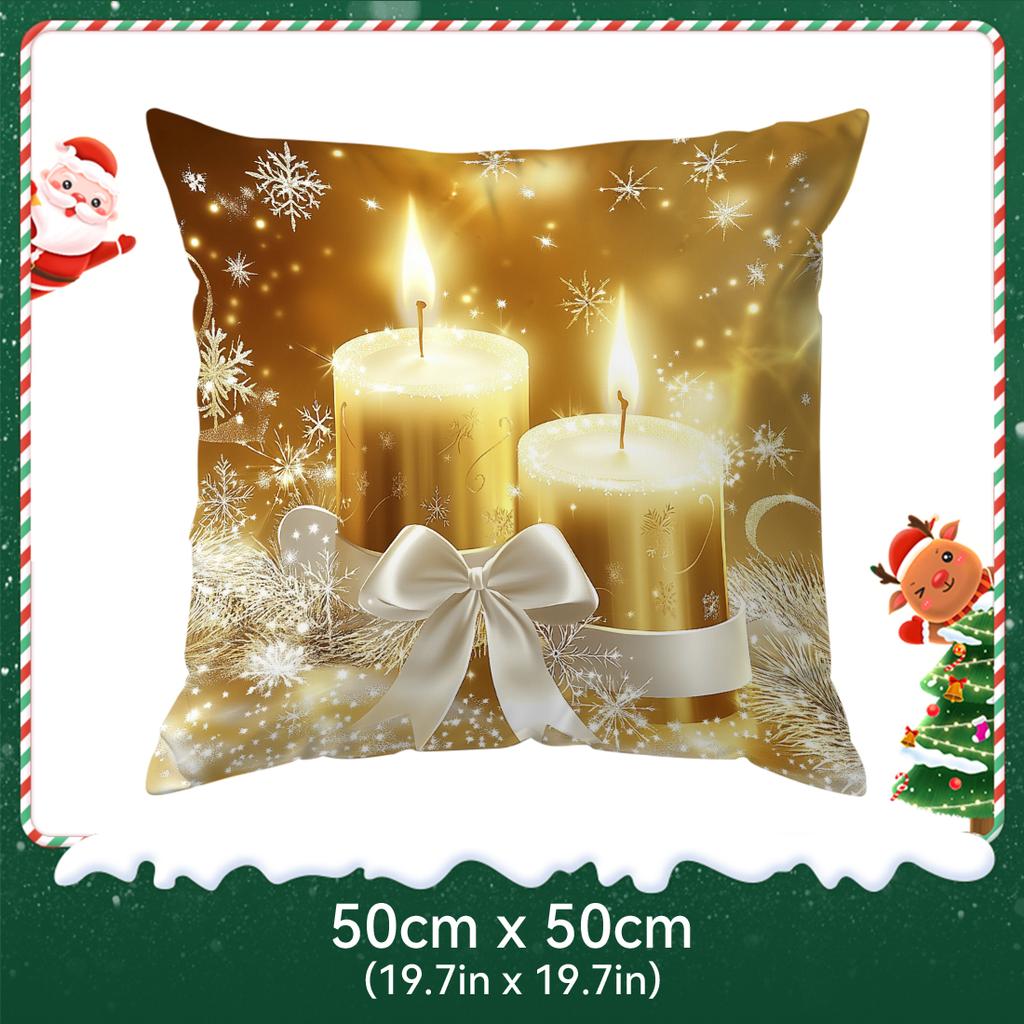 Golden Christmas Decor Pillowcase Printed Polyester 40/45/50Cm Throw Pillowcover Decorative Sofa Cushion Pillowslip Home Decor