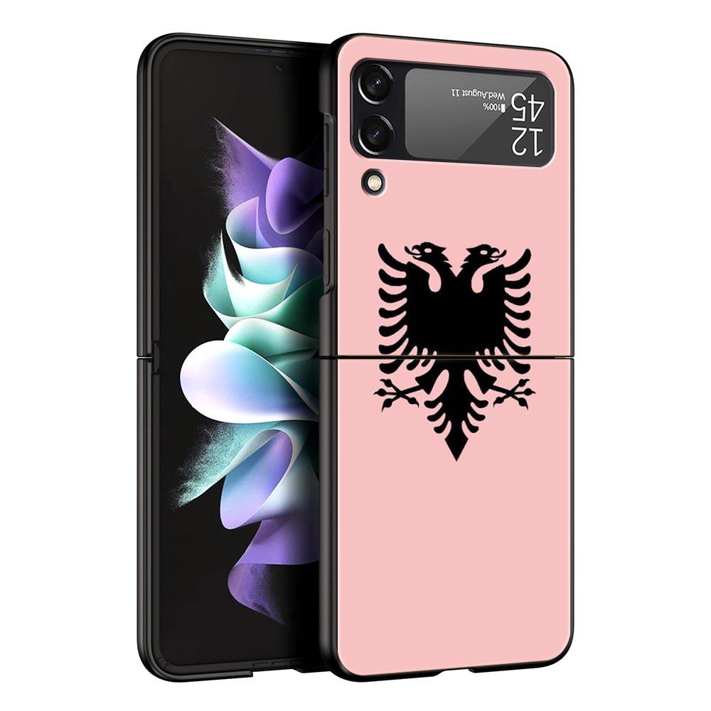 Albania Flag Phone Case for Samsung Galaxy Z Flip 3 4 5 Folding Mobile Black Shell For Samsung Z Flip3 Flip4 Flip5 PC Hard Cover