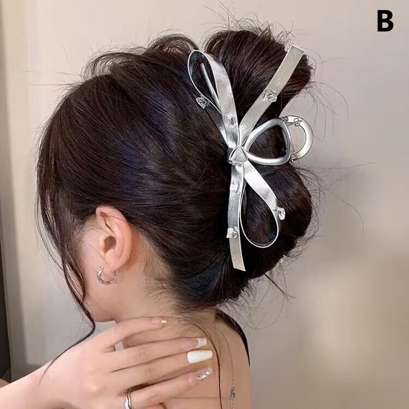 Vintage Ribbon Bow Hair Claws Exquisite Silver Hair Clip Clasp Hairpins For Women Hair Accessories Barrettes Shark Clips
