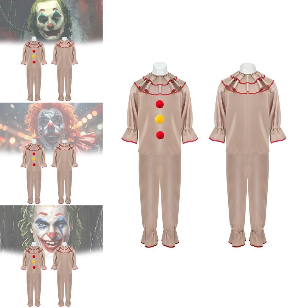 Twisted Clown Cosplay Costume For American Horror Story In Stylish Brown Fabric