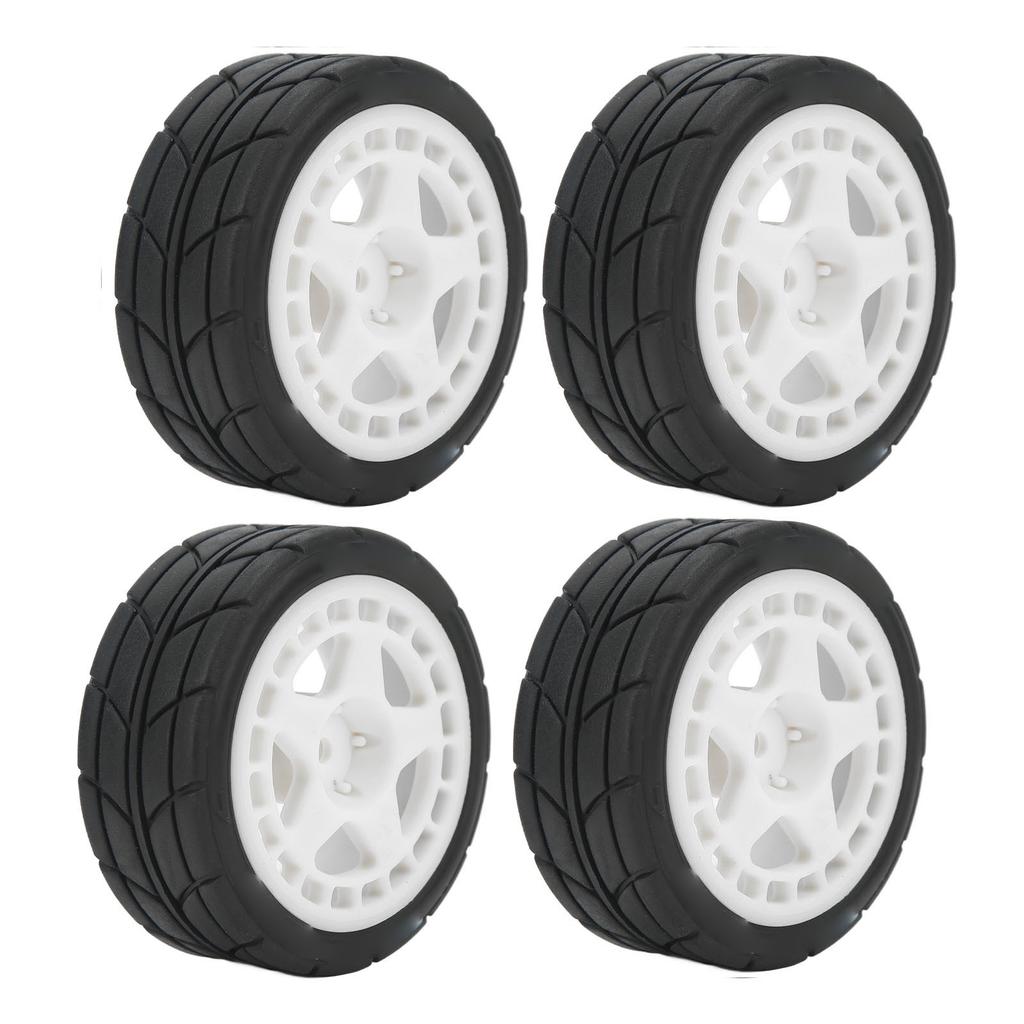 4PCS 1 10 RC Wheel Tires with Hub Fin Plastics Rubber RC Flat Wheel for Car Upgrade Parts White