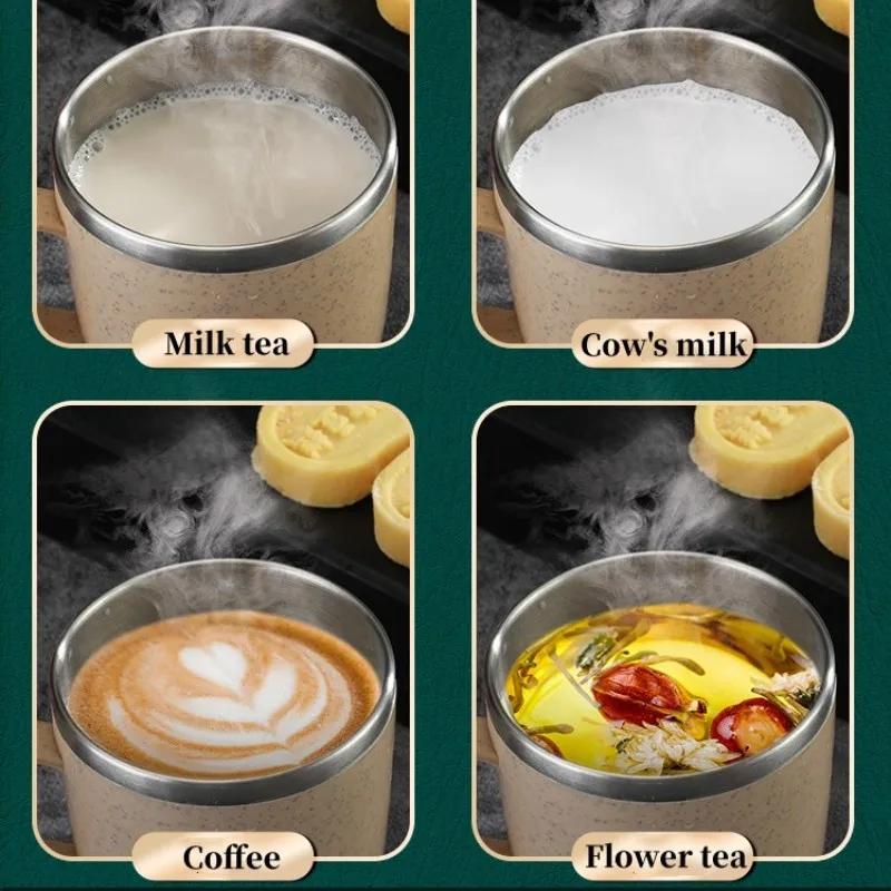 Kubek ze stali nierdzewnej dwuwarstwowy nietłukący się nieparzący kubki do kawy herbaty z uchwytem przenośny izolowany kubek do domu biura