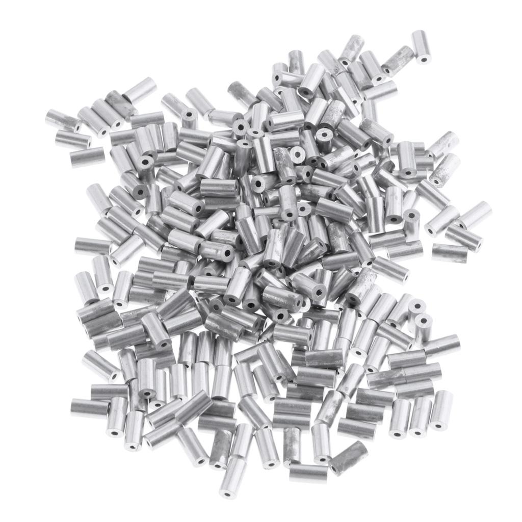 100x Fishing Single Barrel Aluminium Crimp Tackle Connector - 1.4mm