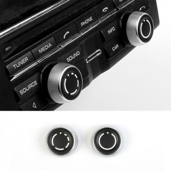 Pair Silver Car Front Volume Knob Upgrade Replace For Porsche 718 2016-