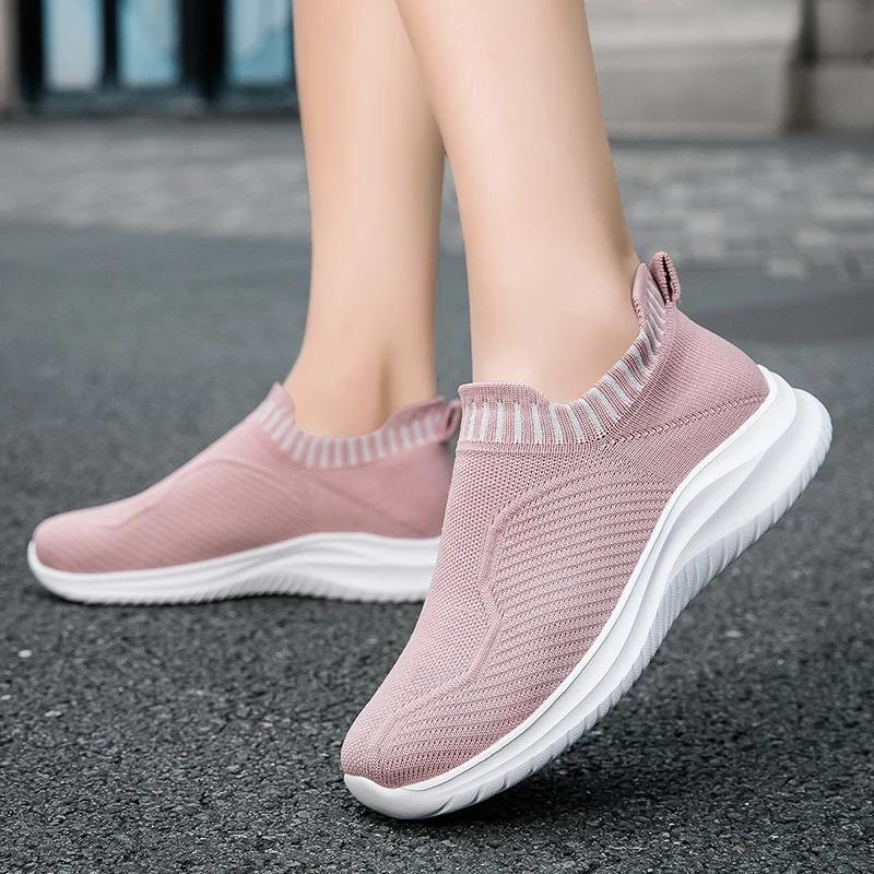 New Spring Summer Women Shoes Knitting Sock Women's Sneakers Breathable Women Flat Shoes Soft Bottom Casual Walking Shoes