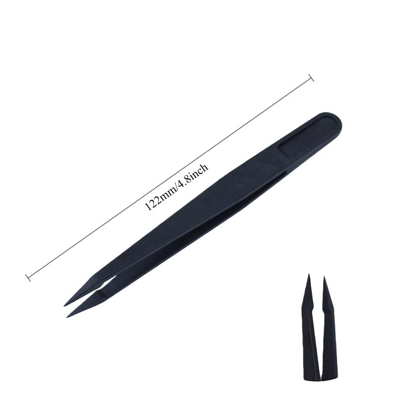 Insulated Anti-Static Black Tweezers - Industrial-Grade Nylon Tweezers with Pointed Electronic Repair Specialized  Tool