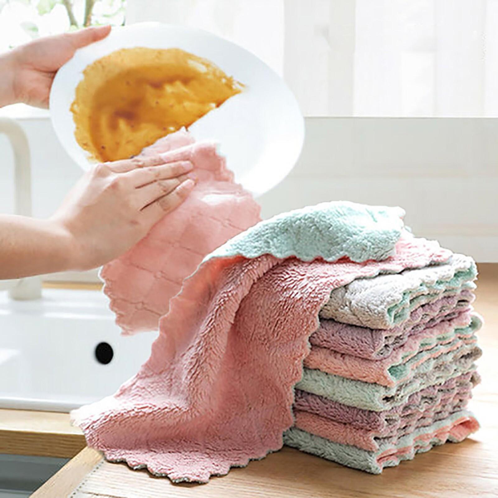 

10PCS Absorbent Clean Cloth Wiping Rag Dish Towel Home Kitchen Sink Wipe Corals