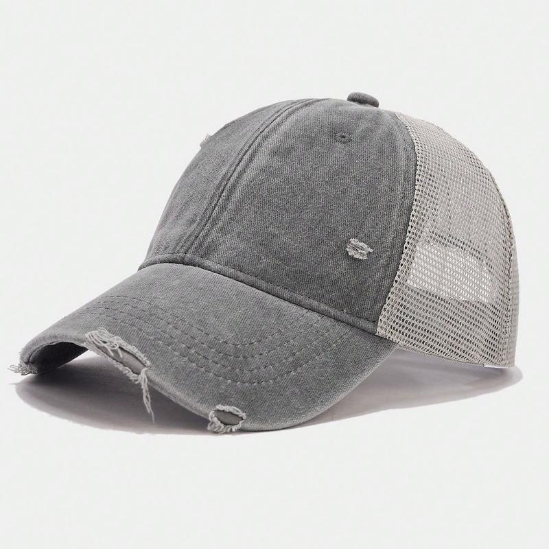 1pc Vintage Distressed Washed Baseball Mesh Cap,Breathable Sun Protection Multipurpose Outdoor Golf Sports Hat for Spring/Autumn