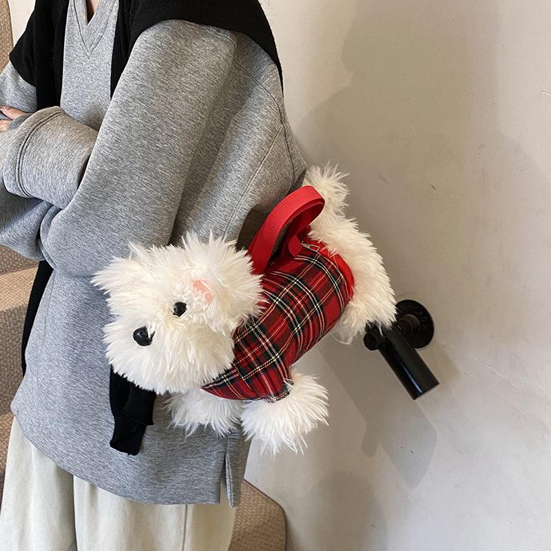 Cute Plush Puppy One-shoulder Crossbody Girl Doll Cartoon Crossbody Bag One-shoulder Doll