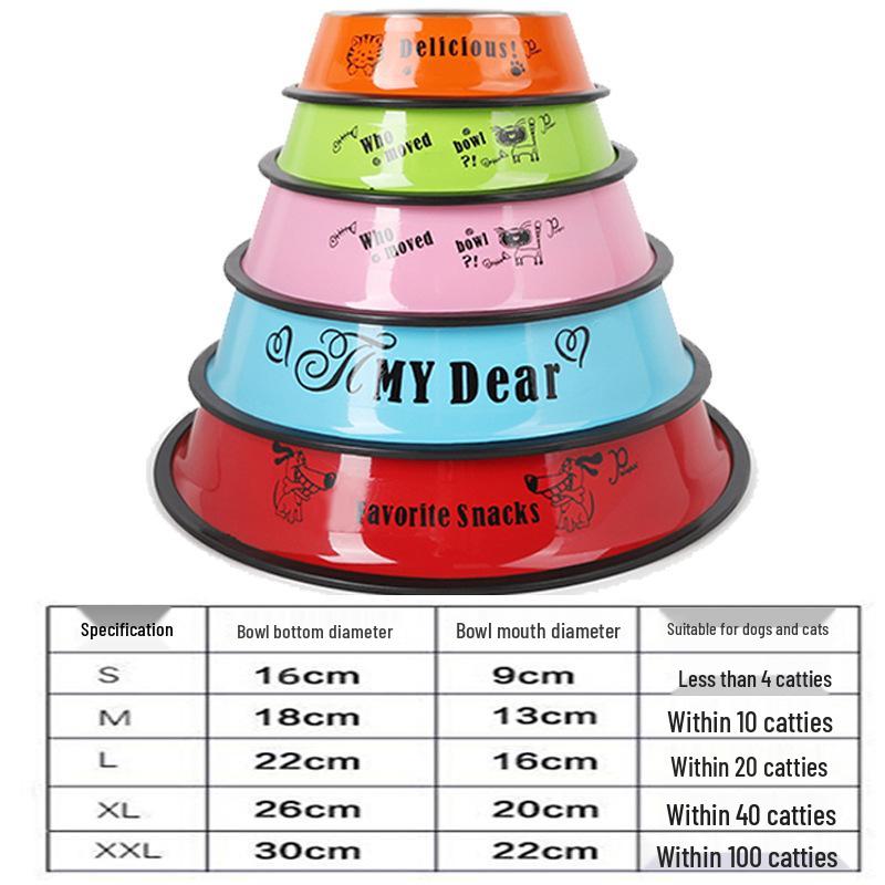 Miska dla zwierząt ze stali nierdzewnej z nadrukiem łapy i zabezpieczeniem przed rozlaniem – odpowiednia dla psów i kotów