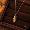 Colorful Faux Crystal Necklace Necklace Rectangular Pendant Stylish Lightweight Vine