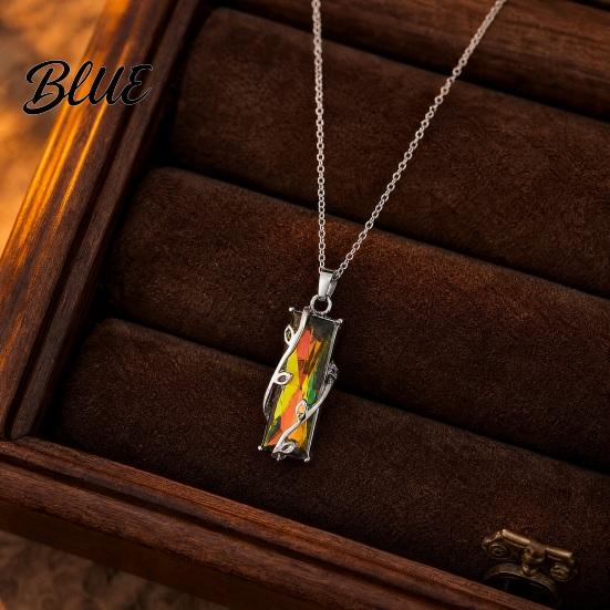 Colorful Faux Crystal Necklace Necklace Rectangular Pendant Stylish Lightweight Vine