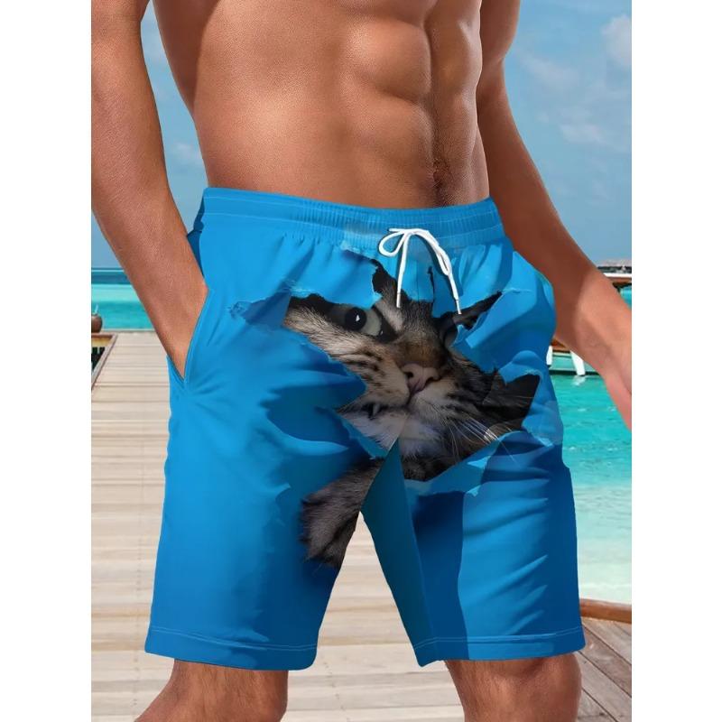 Pantaloncini da Spiaggia Estivi da Uomo Stampati in 3D Moda Versatili Tendenza Traspiranti Casual Stile Vacanza