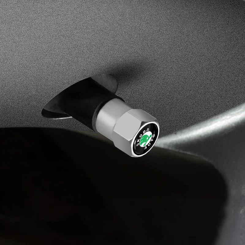 Tapa de Válvula Metálica para Neumático de Automóvil Antifugas Decorativa para Skoda Octavia Superb Rapid Kodiaq Fabia Roomster Citigo