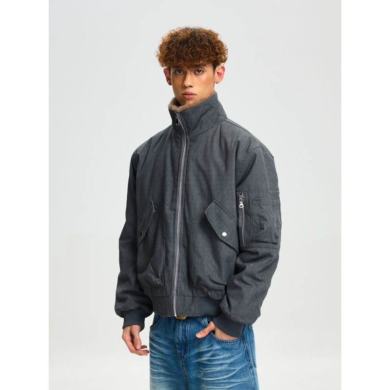 Cabbage Coke American Retro Wolf Throne Mountain Eagle Jacket Men's Winter Thickened Cotton Coat Heavy-Duty Washed Workwear Cotton Jacket