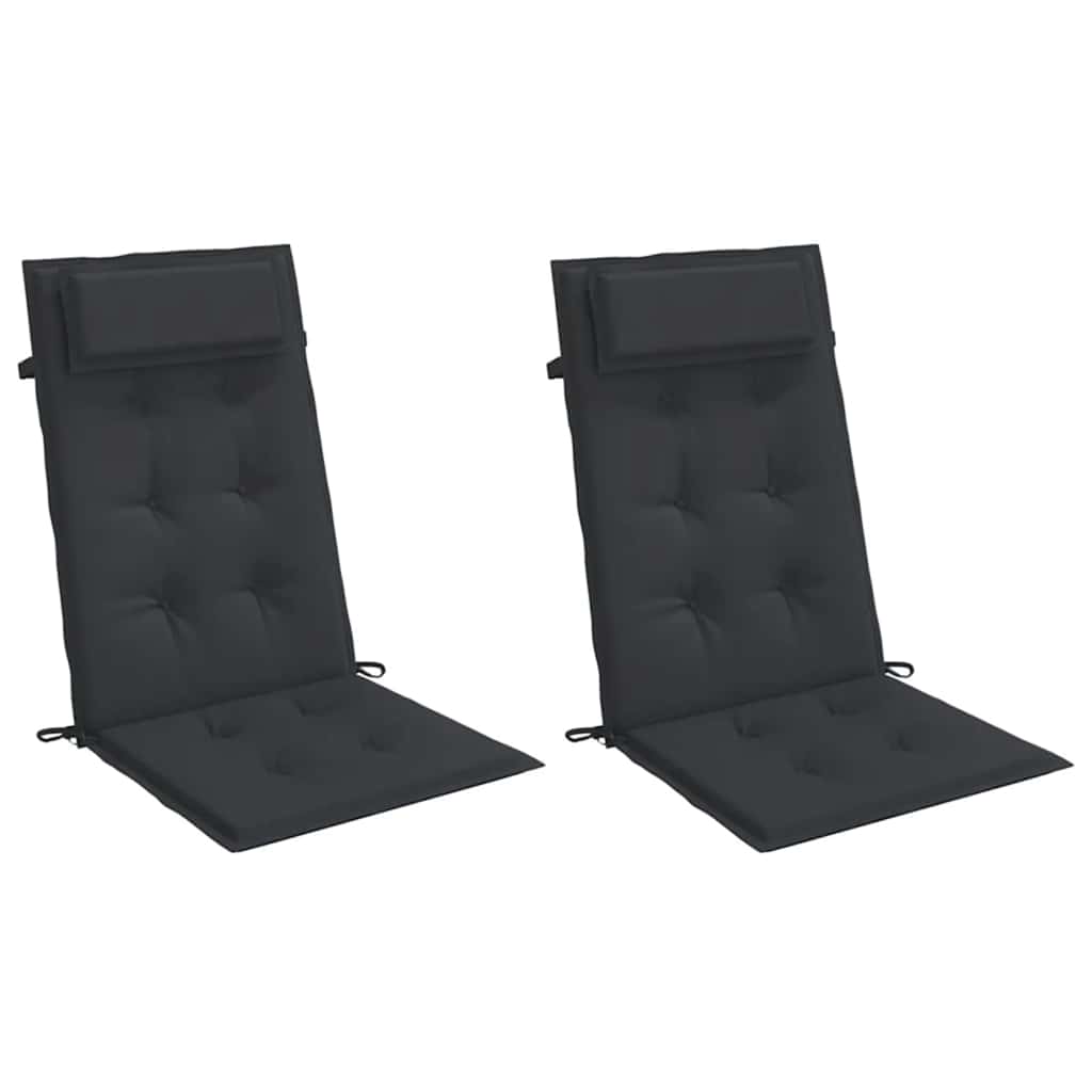 High Back Chair Cushions 2 Pcs Black Oxford Fabric