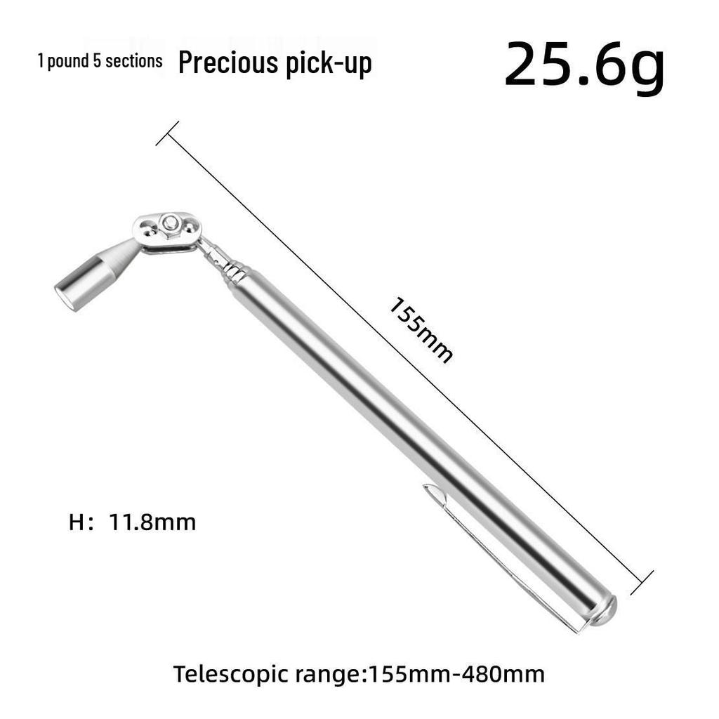 1.5 lb Telescopic Magnetic Pickup Tool with Light, Strong Magnet, Extendable Round & Square Mirror, Auto Repair Flashlight Head