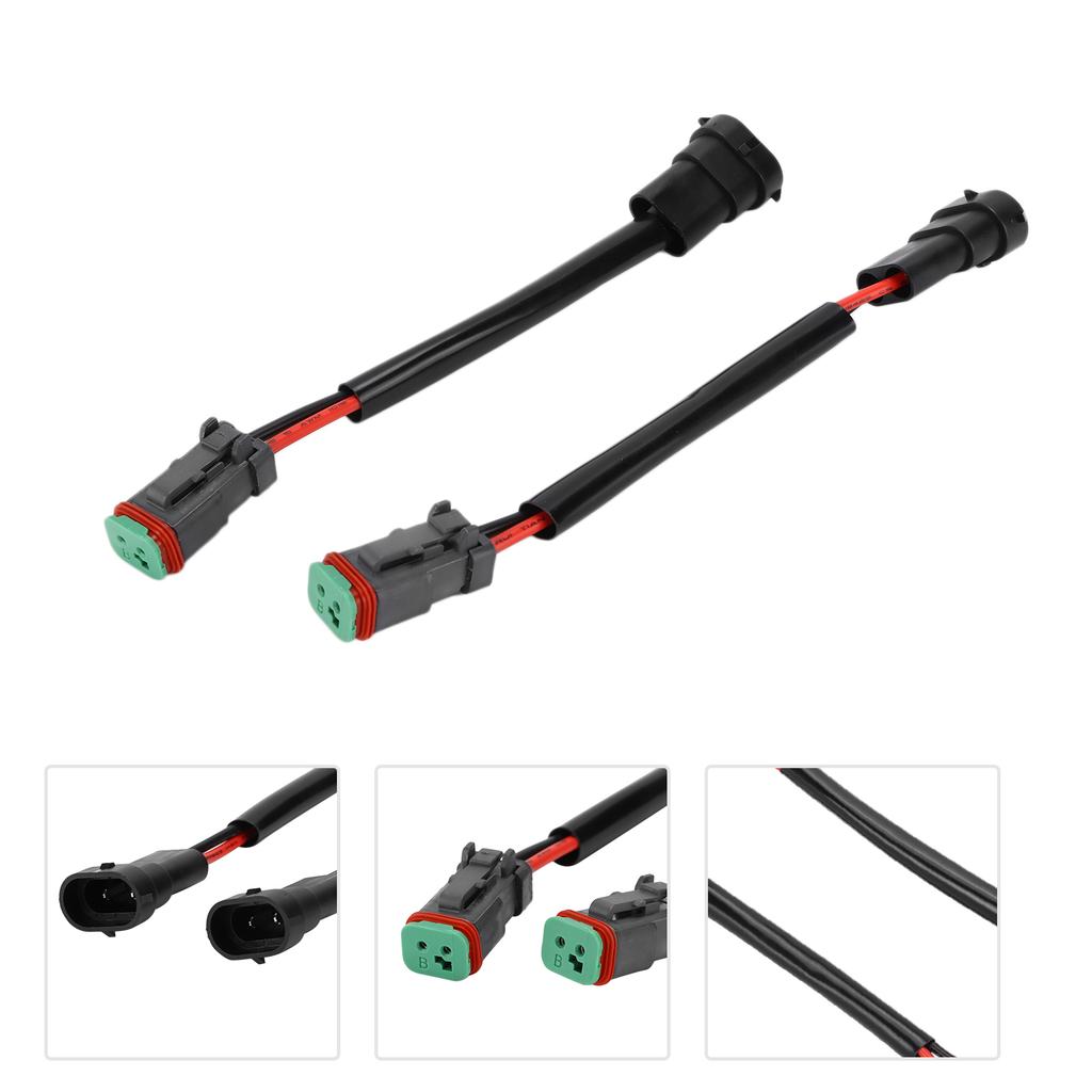 2pcs DT Female to H11 Male Conversion Wire Harness Adapter Waterproof for LED Work Lamp Light Bar