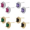 ZHUKOU oval stud earrings for women Multicolor Cubic Zirconia Piercing earrings fashion romantic stud earrings VE734