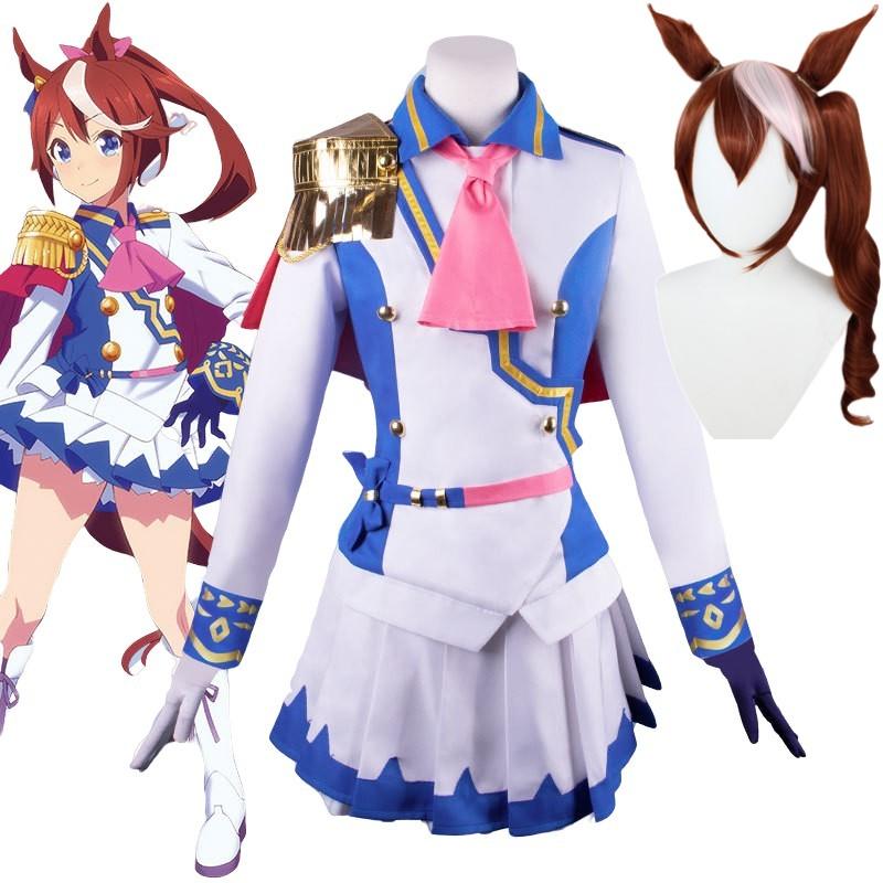Άνιμε Umamusume: Pretty Derby Tokai Teio Cosplay Ουδέτερα Ρούχα Περούκα Τοπ και Φούστες Αποκριάτικες Καρναβαλικές Στολές