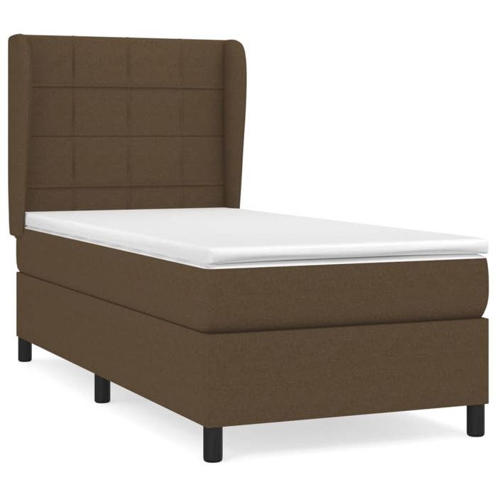 3127944 vidaXL Lit à sommier tapissier avec matelas Marron foncé 100x200 cm