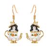 European and American fashion exquisite oil drop enamel glaze teacup chipmunk earrings women's high sense versatile personalized earrings
