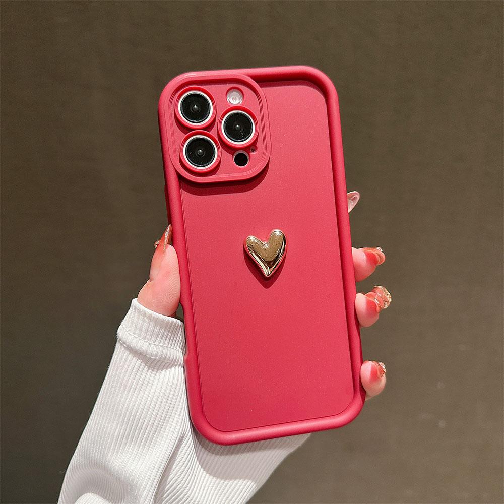 Girl 3D Gold Heart Silicone Soft Phone Case For Redmi Note 14 13 12 11 10 9 8 Pro Plus 12s 11s 13C 12 Shockproof Matte Cover