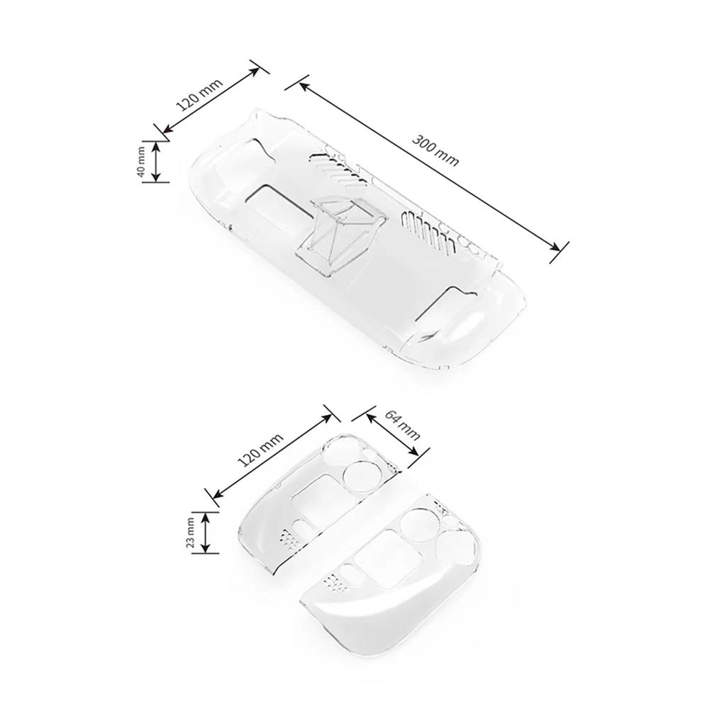 Hard PC Crystal Clear Protective Cover Anti Slip Transparent Host Split Cases Replacement Detachable with Support for Steam Deck
