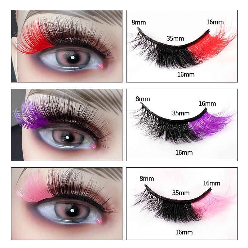 High Imitation Color Fried Hair Mink Hair False Eyelashes Grafted Eyelashes Dense Curled Eyelashes