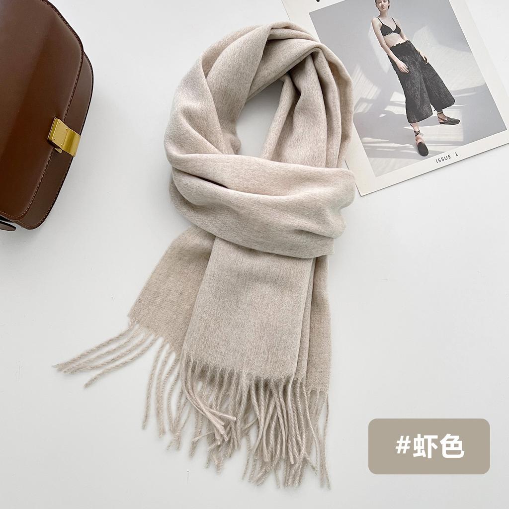 New solid color wool scarf autumn and winter versatile warm scarf couple atmosphere shawl