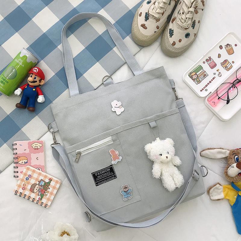 Korean Style Canvas Crossbody Tote - Versatile Large Capacity Fashion Shoulder Bag for Students