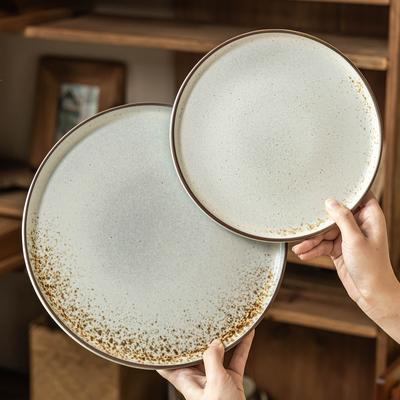 Ceramic Plate Japanese Style Dinner Plate Household Vegetable Plate Round Plate High Value Tableware Western Food Plate Large Plate