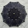 Handgefertigter Baumwollspitzen-Sonnenschirm Künstlerische Blumenstickerei Hochzeitsschirm Outdoor Sonne